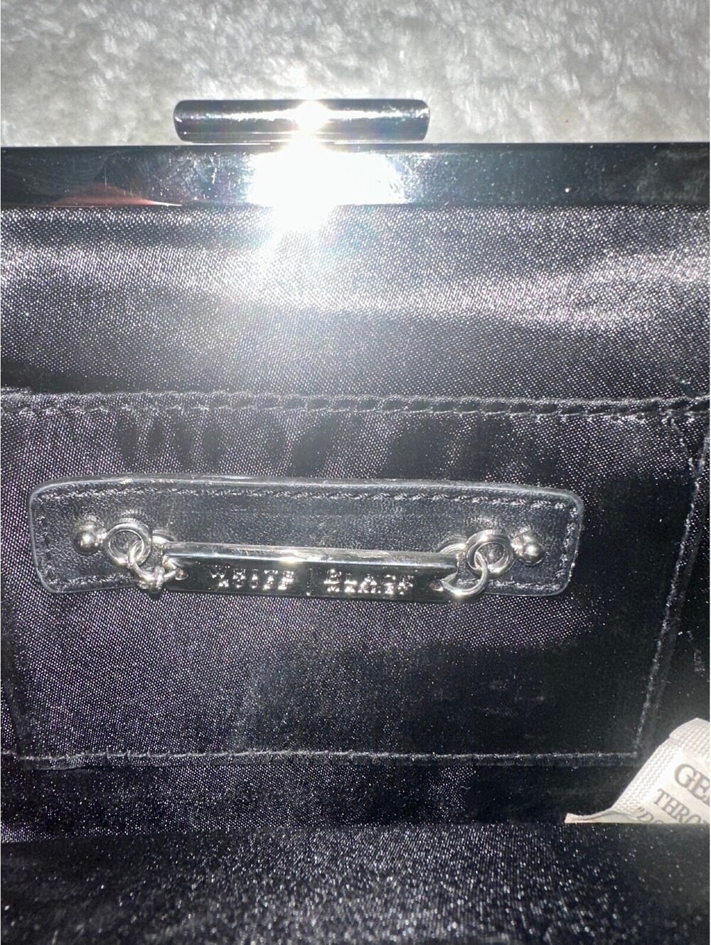 White House Black Market Black Beaded Evening Clutch with Chain Strap - Picture 2 of 5
